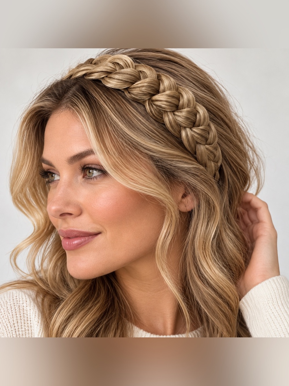 Multi-tone Blonde Braided Hair Headband 8” Synthetic Hair Braid Adjustable Boho